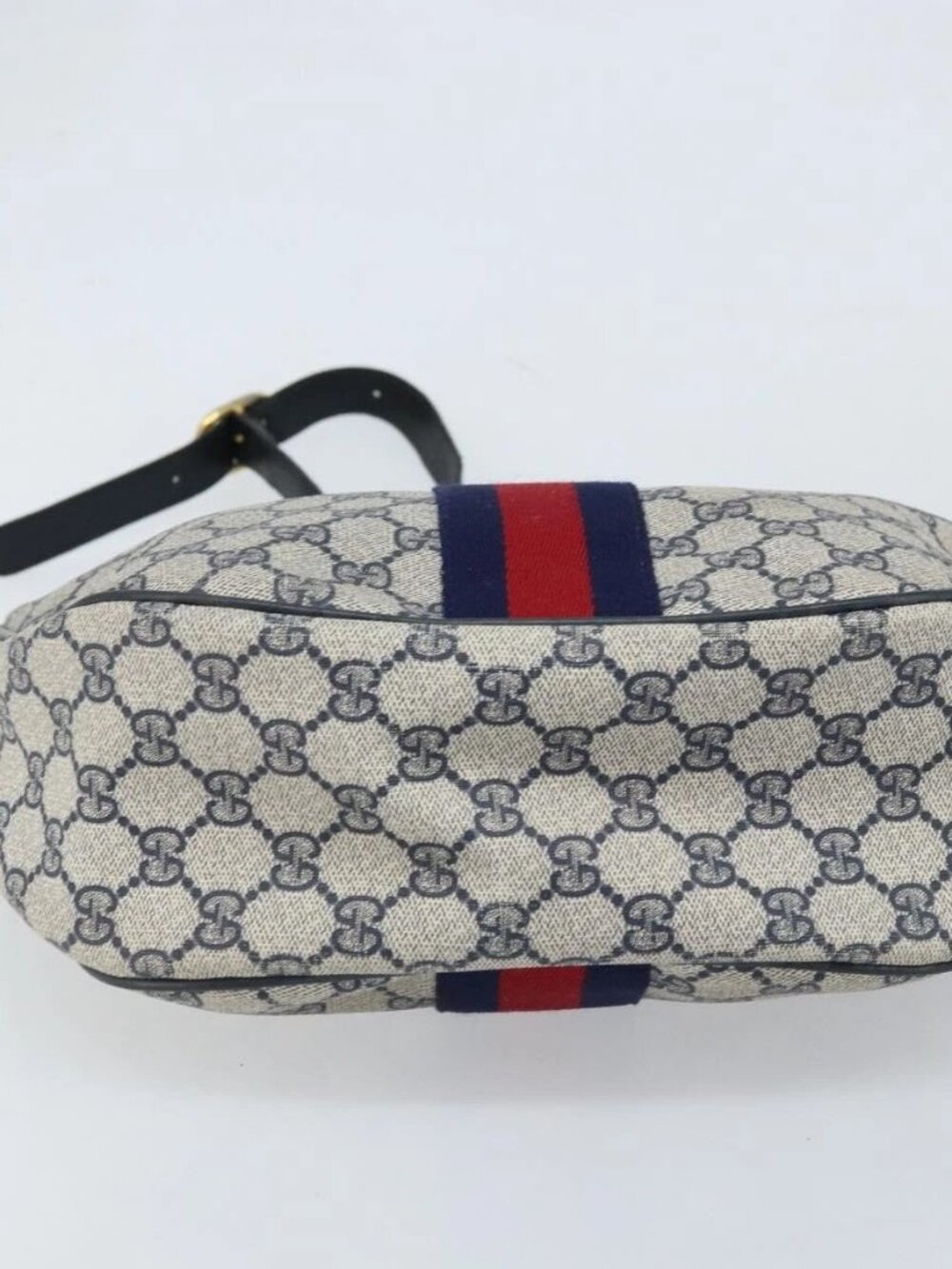 GUCCI GG Supreme Sherry Line Shoulder Bag PVC Navy Gold Auth LNZ160 - Picture 7 of 16